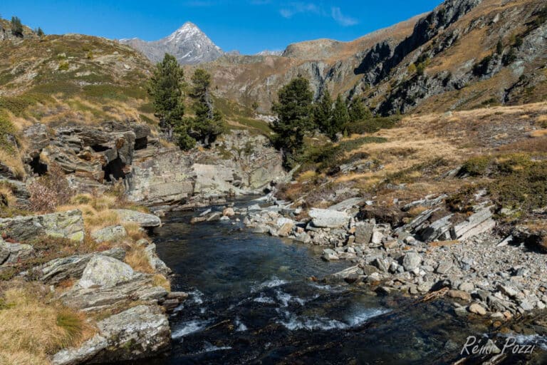 Cours d'eau dévalant les pentes des plaines verdoyantes